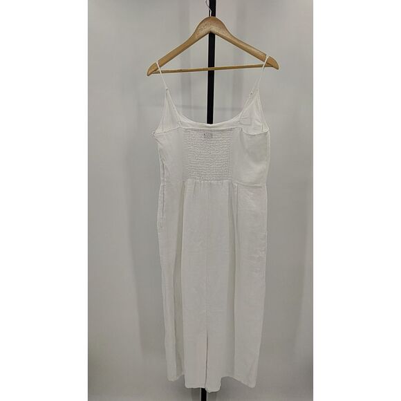 Quince Womens 100% European Linen Scoop Neck Midi Dress White Basic Sleeved M - Picture 3 of 3